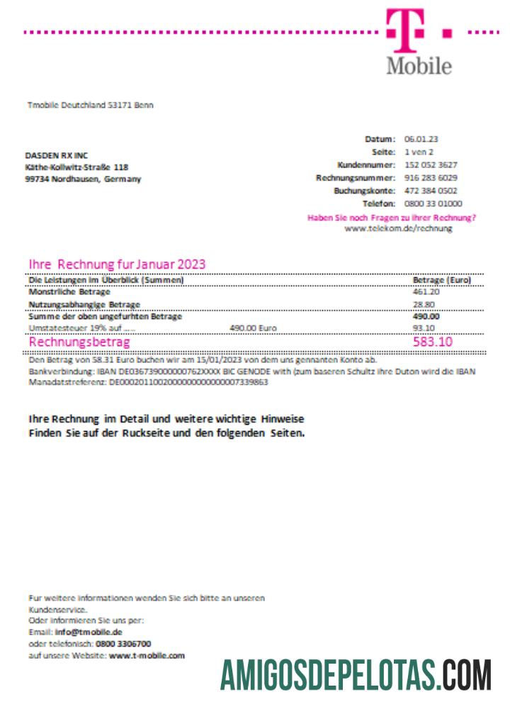 Projeto de lei de serviços públicos da T Mobile Deutschland Gmbh, SCR baixar para verificação